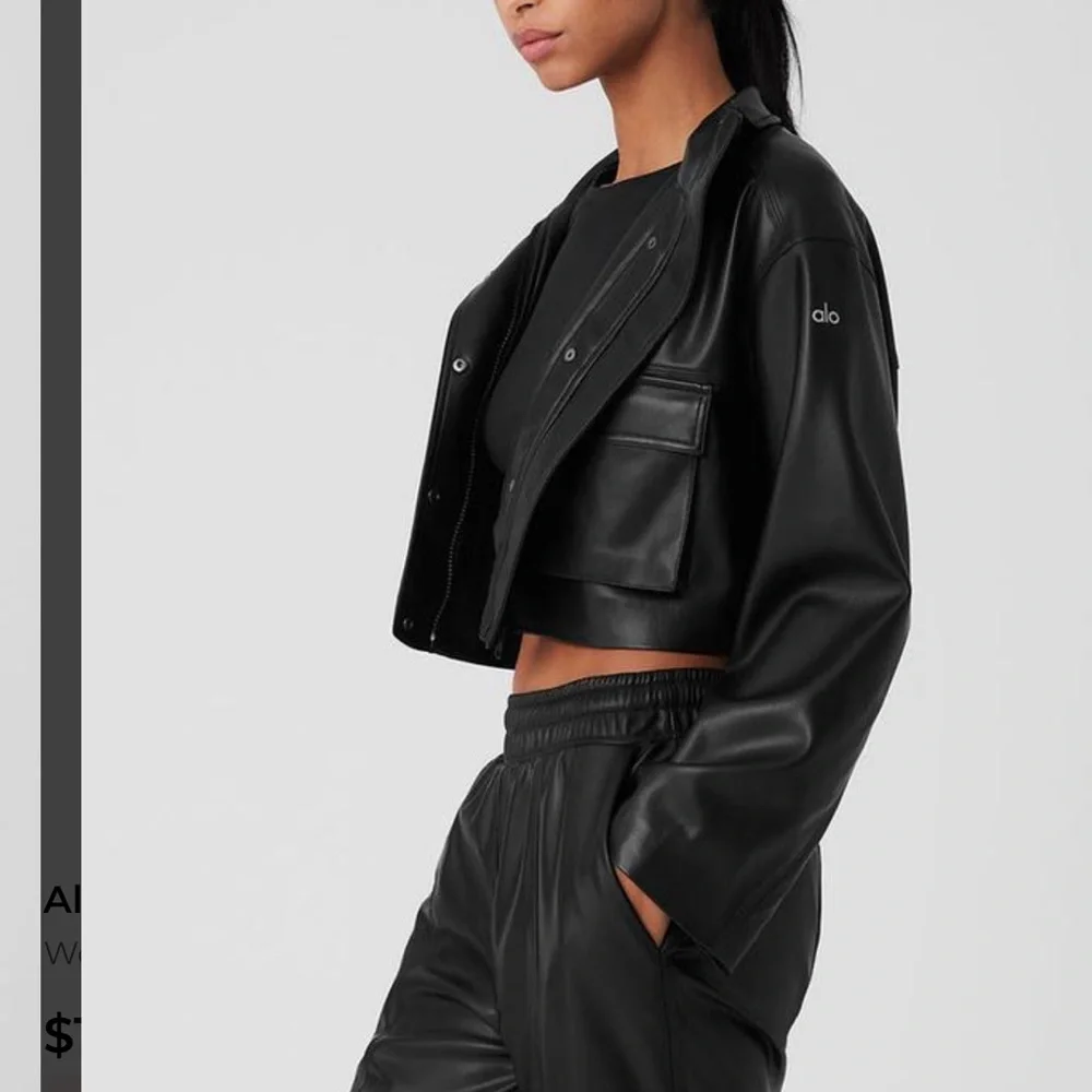 ALO Yoga Black Leather Jacket - Picture 3 of 11